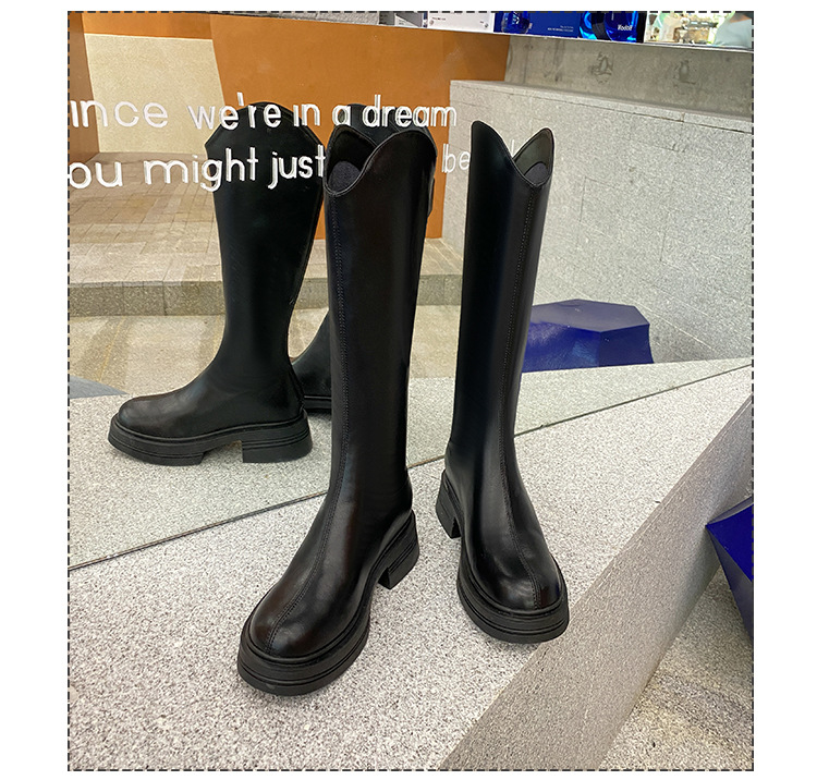 Bottes Slim élastiques pour femmes, avec bouche en V surélevée, fond épais, bottes hautes blanches, nouvelle collection automne/hiver 2024_voghion.com