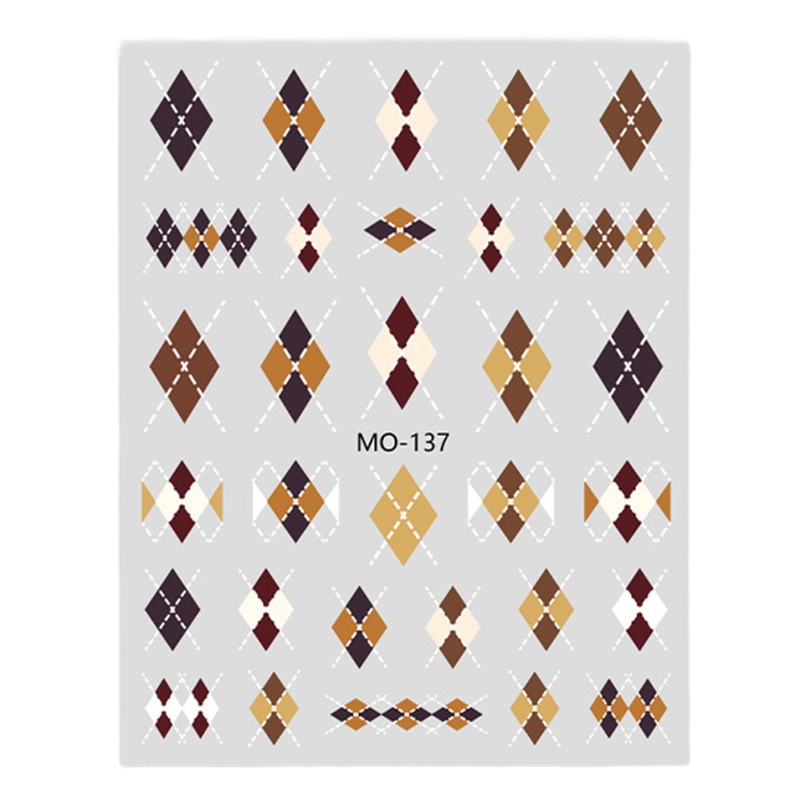 Nueva Maillard Otoño e Invierno diamante Plaid uñas pegatinas delgada resistente alivio color a juego uñas pegatinas simple con adhesivo