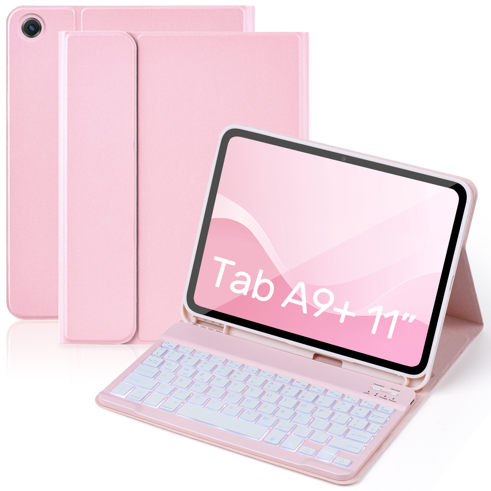 适用三星Tab A9plus蓝牙键盘皮套X210磁吸带笔槽七色背光触控键盘