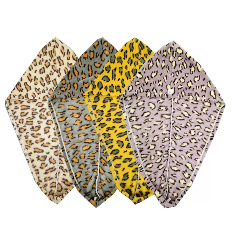 超细纤维豹纹速干吸水加厚女士干发帽跨境礼品干发巾包头巾