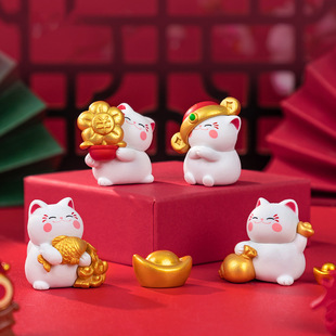 High-value new bedroom room decoration cute lucky cat small ornaments mini fortune desktop car accessories