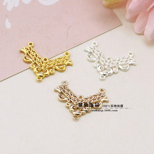 DIY jewelry accessories headdress material porous alloy Triangle connection piece gold/silver/KC gold