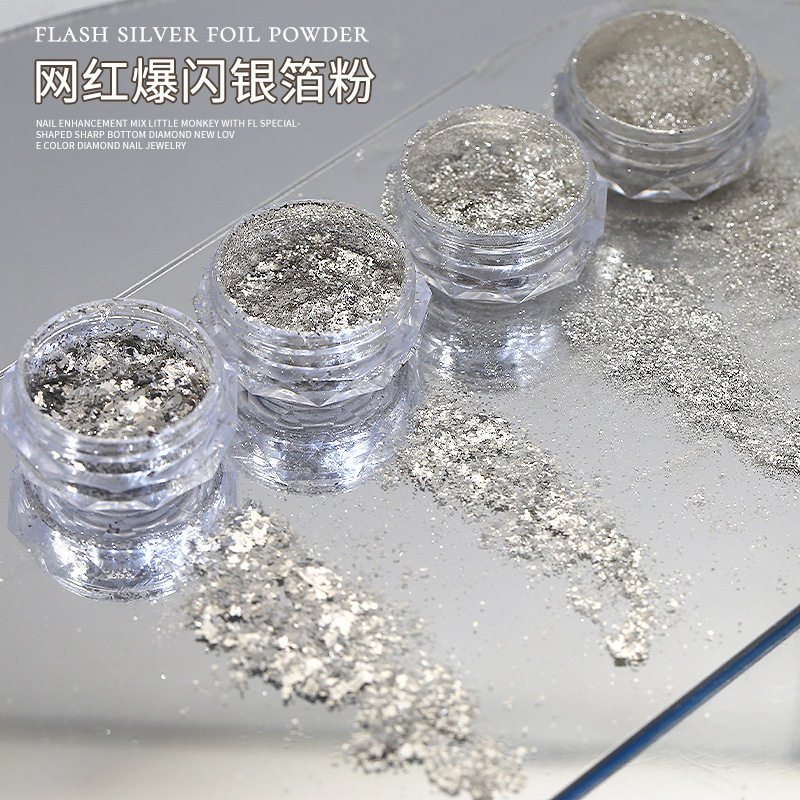 Nails Internet Celebrity Flash Galaxy Powder Nail Ornament Ultra Thin Silver Foil Crush Pieces New Nail Art Sequins Wholesale