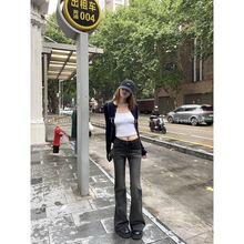 十一石显腿长低腰微喇牛仔裤女2025新款小个子修身显瘦直筒裤