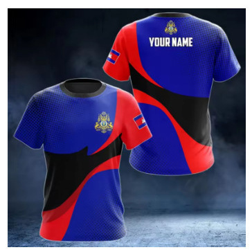 Cambodia Flag Graphic T-Shirt Summer Casual Streetwear Men's Fashion Loose T-Shirt Boys' Sleeve Top