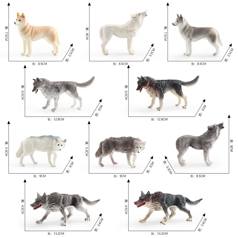 Transfronterizo Amazonas simulación bosque animal gris Lobo Blanco Lobo Negro Lobo Marrón Husky modelo estática decoración juguete