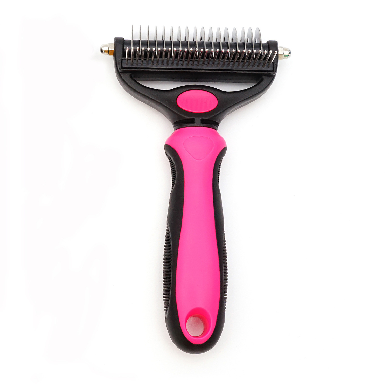 Personalizado nuevo perro peinado artefacto aguja peinado de acero inoxidable doble cara 2 en 1 suministros de peine de nodo abierto