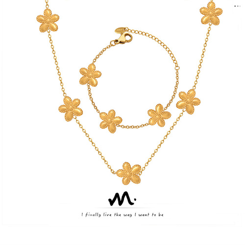 Korean-inspired Instagram-style gold-plated daisy DIY personalized fresh and sweet floral necklace fashion bracelet jewelry set
