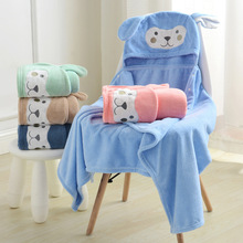 儿童浴袍斗篷珊瑚绒婴儿连帽卡通浴巾宝宝洗澡沙滩批发儿童浴袍