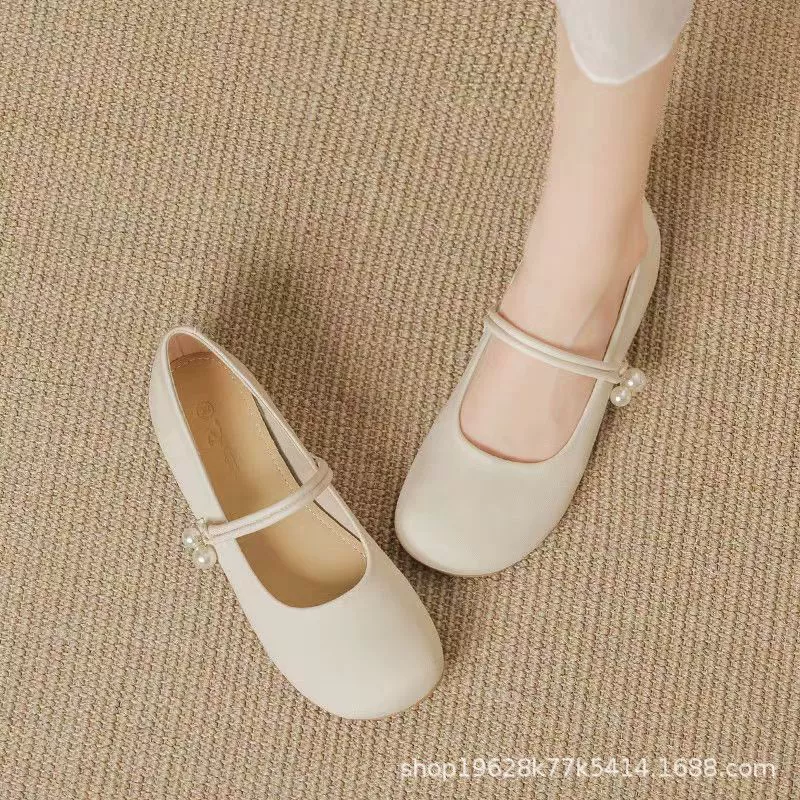 Mary Jin обувь женская обувь весна новая мода элегантный квадратный каблук на низком каблуке с круглой головкой простой французский стиль вечерняя температура ветра