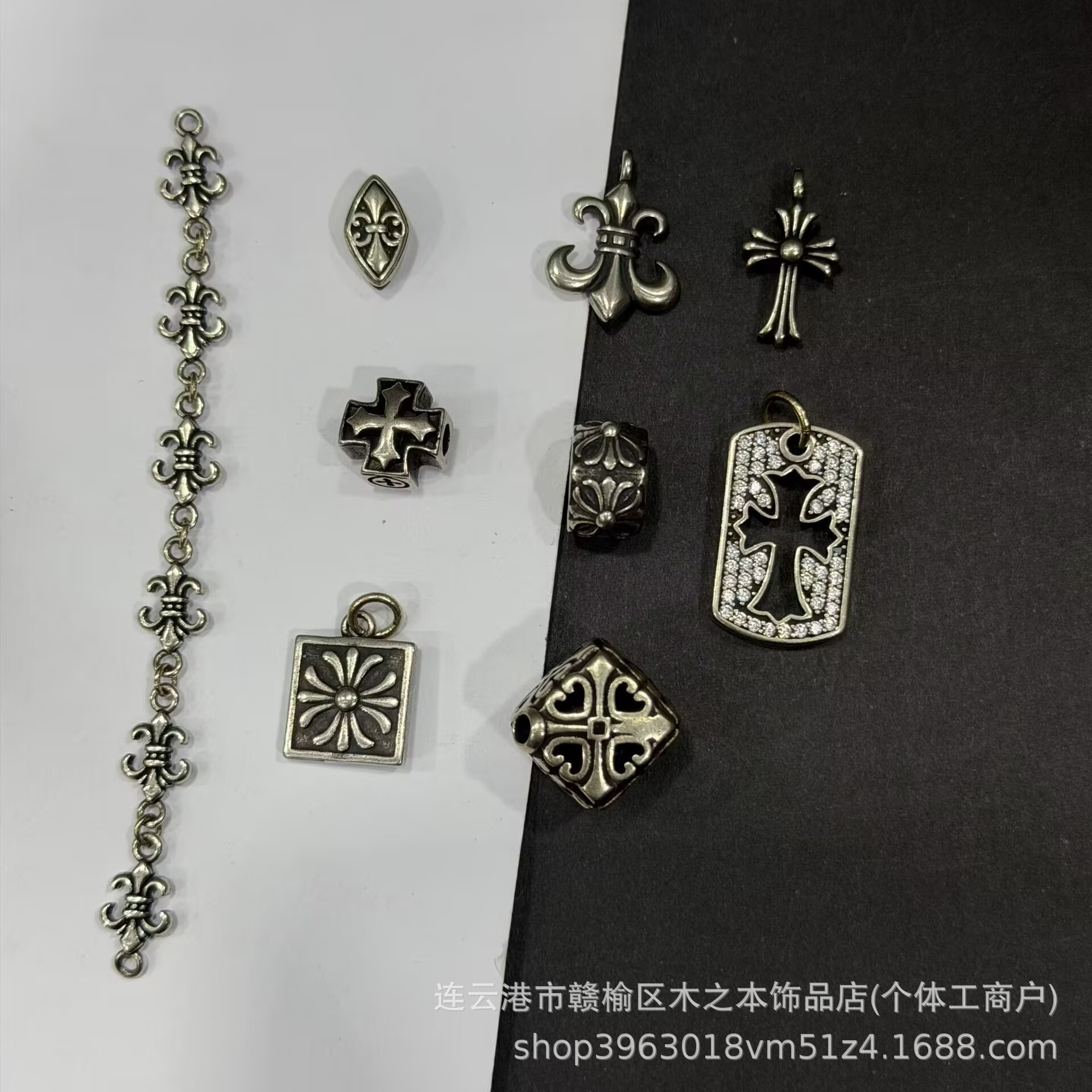 纯铜克罗伈牌克罗伈十字架隔珠散珠子配珠藏式文玩猴配饰提溜吊牌