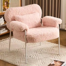 椅子懒人沙发椅 羊羔绒白色风网红阳台休闲椅 北欧卧室单人椅