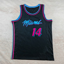 印花高温热压贴布篮球服迈阿密热火队14号黑色城市版希罗背心美式
