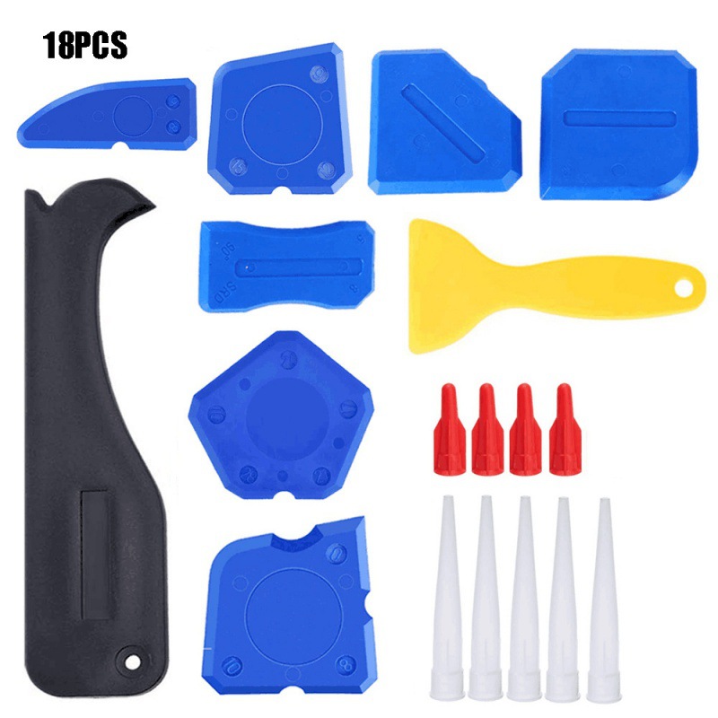 跨境18件套美缝工具密封胶刮胶板填缝喷嘴刮胶器用于厨房浴室窗