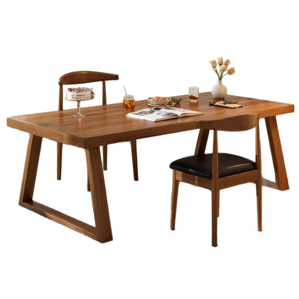 Mesa de comedor doméstica pequeña sala de estar simple y moderna mesa de comedor de piernas de madera maciza mesa rectangular mesa de comedor comercial combinación de sillas
