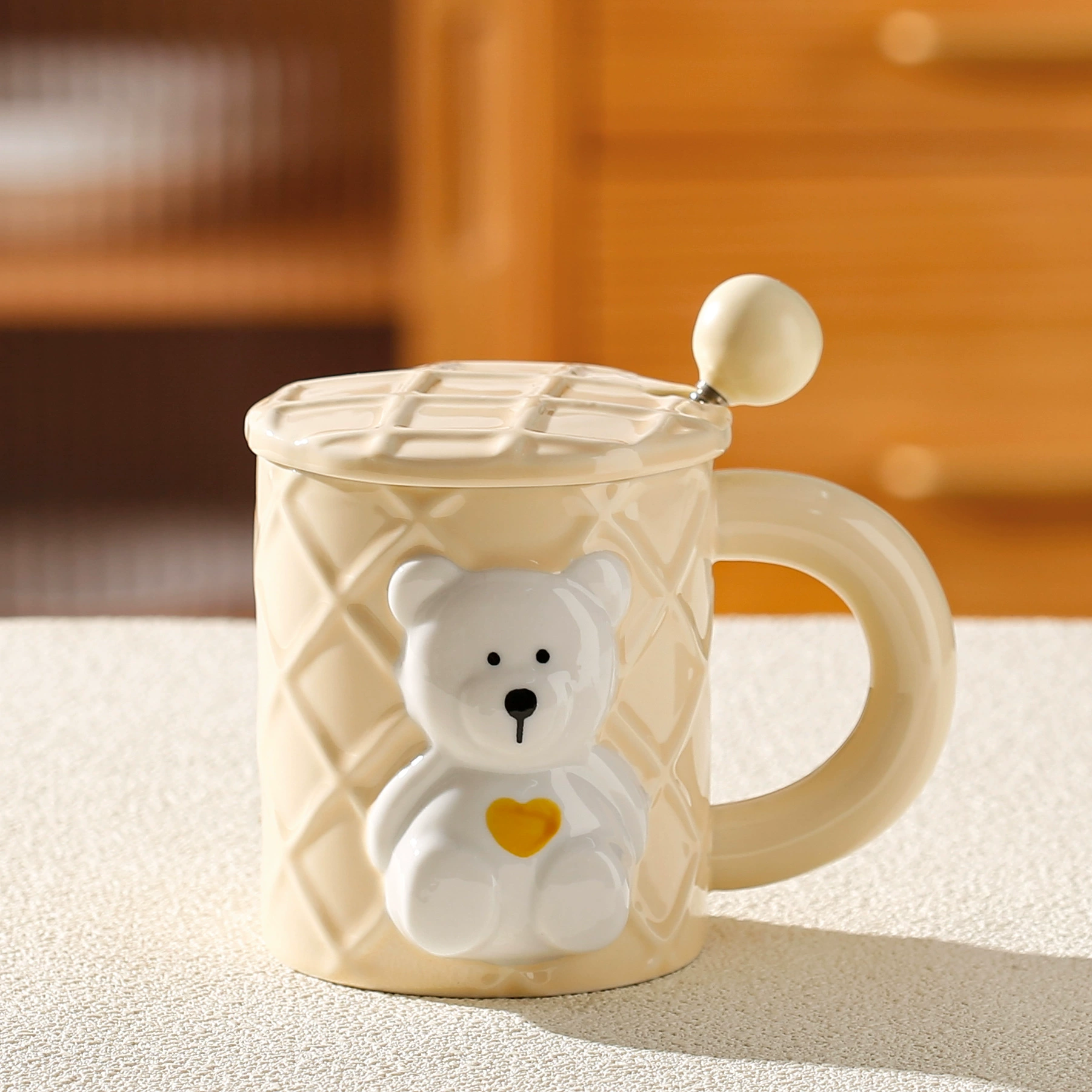 Посудная кружка в виде медведя из молочной керамики с чашкой с Cartoon кофе водяная кружка высоким внешним видом пара日