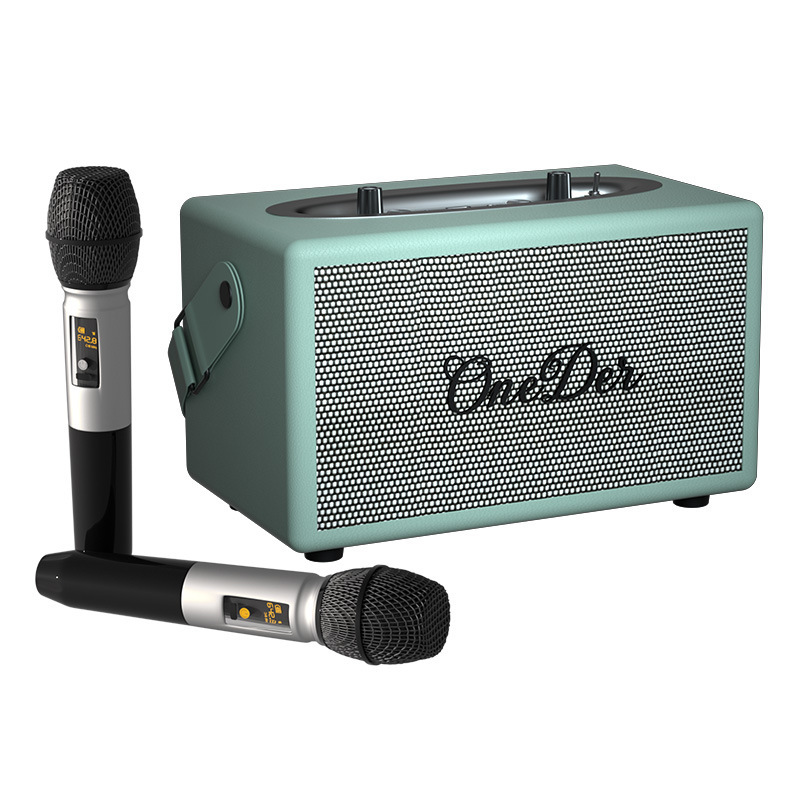 Oneder/Huanda D7 レトロ Bluetooth スピーカー ホーム カラオケ マイク オールインワン サブウーファー 便利なスピーカー|undefined