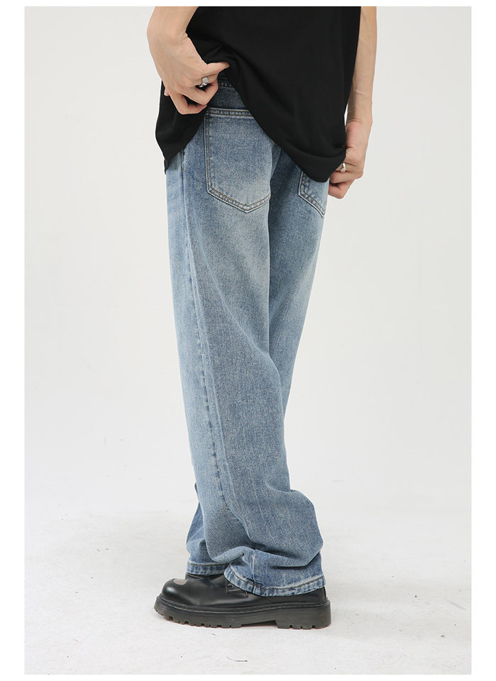 Quần jean nam ống rộng ống đứng dáng suông thoải mái phong cách Hàn Quốc — Xanh denim, Xanh lam đậm, Đen Xám chi tiết 8