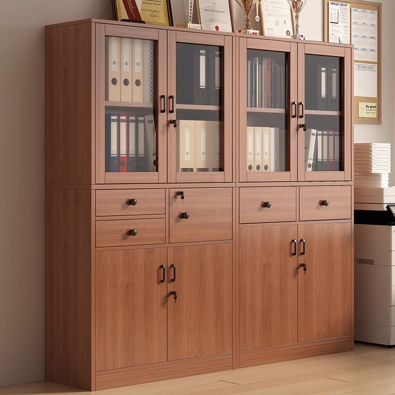 Librería con puerta de vidrio piso de oficina contra la pared estante de libros simple armario de almacenamiento armario de exhibición