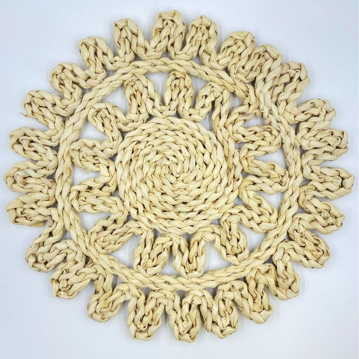 Amazon venta caliente de mortero tejido a mano maíz piel tejido almohadilla de mesa almohadilla de aislamiento almohadilla de taza