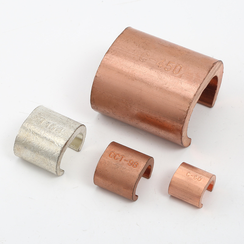 CCT wire clip copper clip pickling pure copper C-type wire clip two cable parallel clip U-shaped copper terminal block