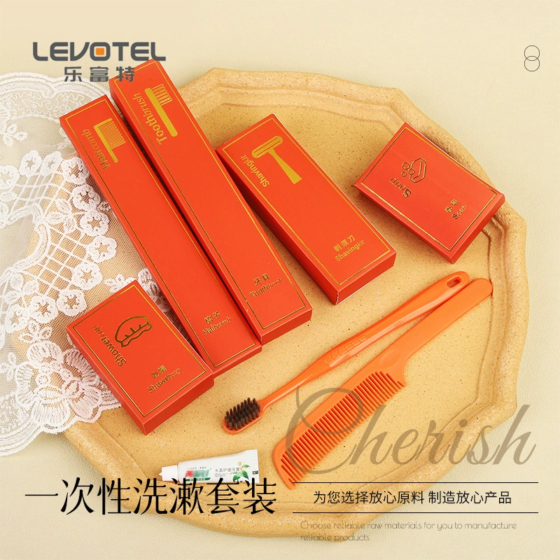 Оранжевая серия коробок для карт с горячим тиснением, набор одноразовых туалетных принадлежностей для отелей, одноразовая зубная щетка для B&B