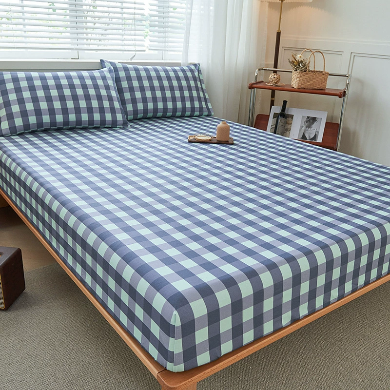 Thickened old coarse cloth sheets, simple striped home double machine washable student dormitory sheets, can be equipped with a three-piece set
