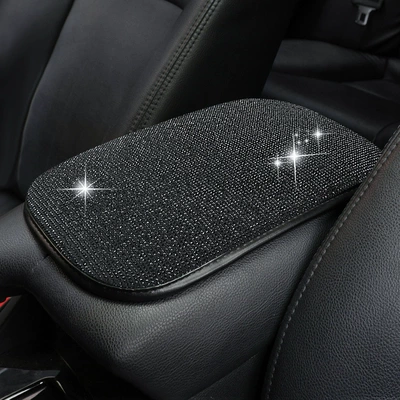 Cross-Border Car Interior Accessories, Diamond-Encrusted Armrest box - black-black-diamond