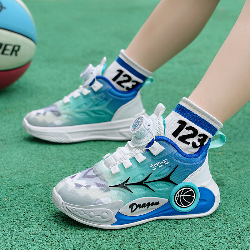Dziecięce letnie buty do koszykówki dla średnich i dużych chłopców, modne buty zapinane na guziki, siatkowe, oddychające, sportowe buty dla dzieci_voghion.com