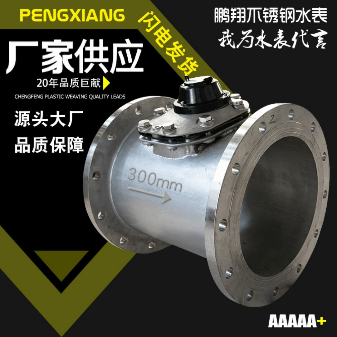 鹏翔304 316L不锈钢水表DN500可拆螺翼机械干式不锈钢法兰水表