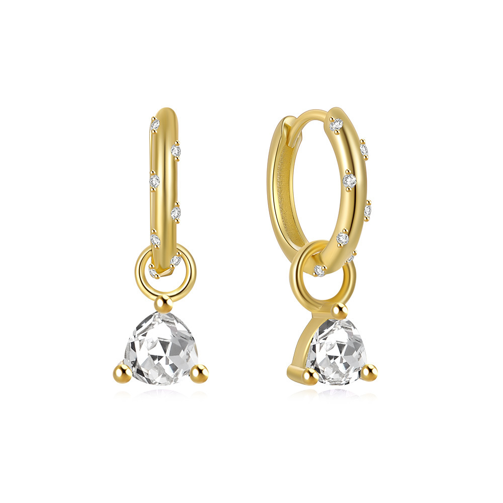 Triangle Pattern 1 Pair 925 Sterling Silver Zircon Triangle Drop Earrings