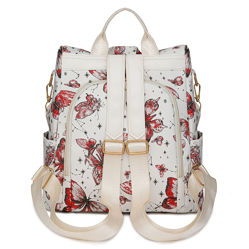 Mochila antirrobo para mujer 2024 otoño nueva mochila de cuero suave para mujer impresión de moda mochila de viaje de gran capacidad marea