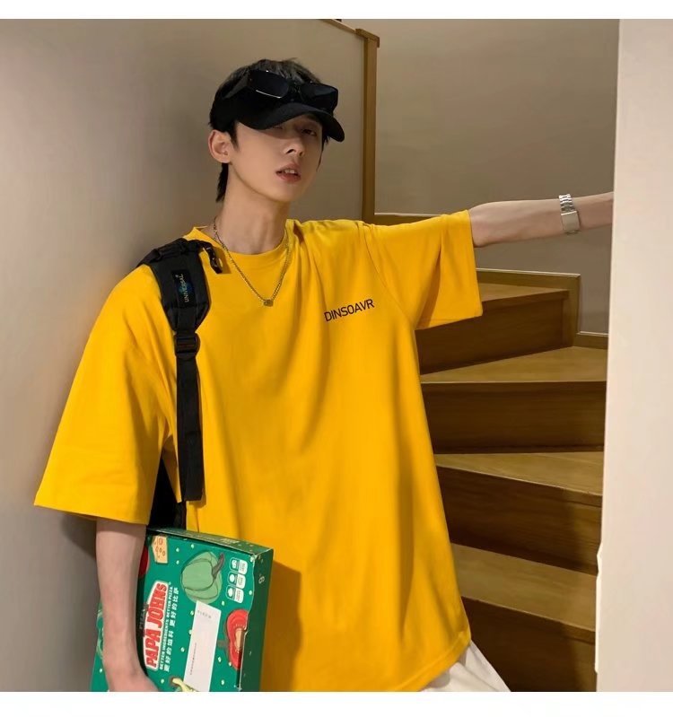 T-shirt da uomo di marca trendy Instagram a maniche corte Estate 2022 Nuova tendenza della moda da uomo semplice e versatile allentata_voghion.com