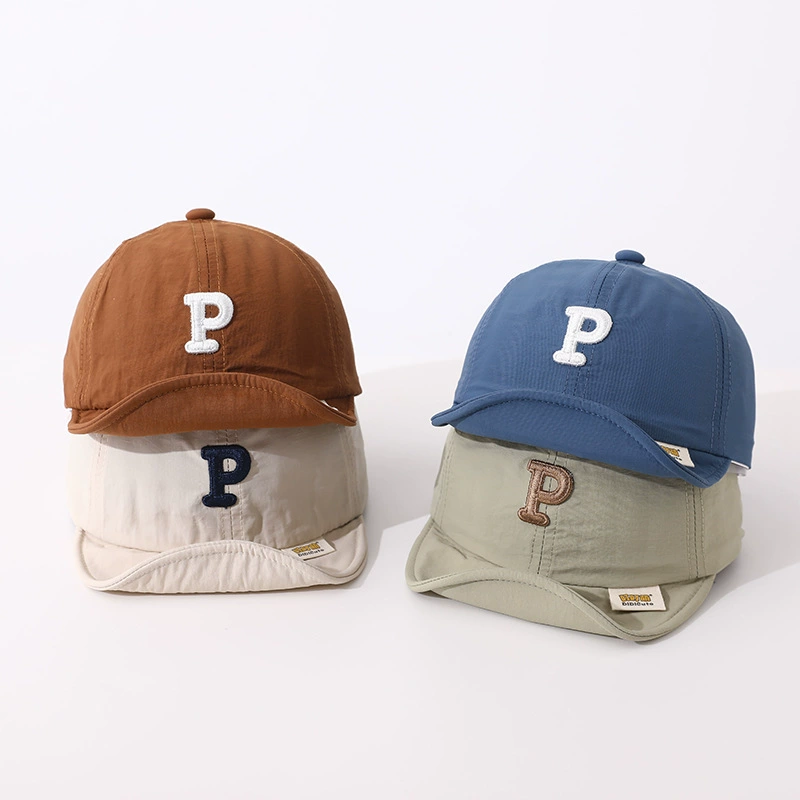 Children's summer quick dry hat, soft baseball cap, letter P