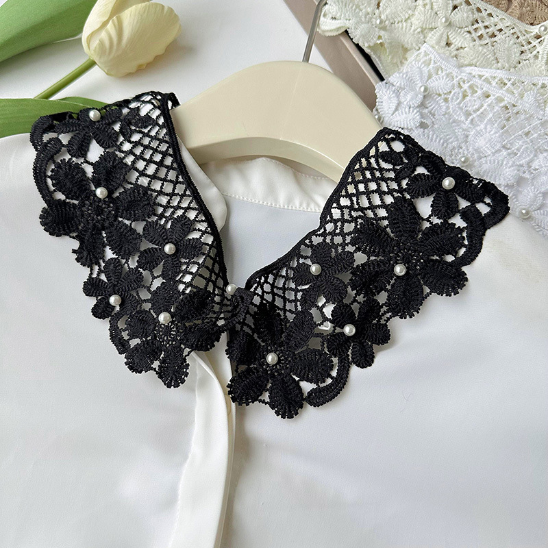 Chal de encaje perla falda de camisa de estilo coreano para mujer collar falso decorativo collar de muñeca reductor de edad