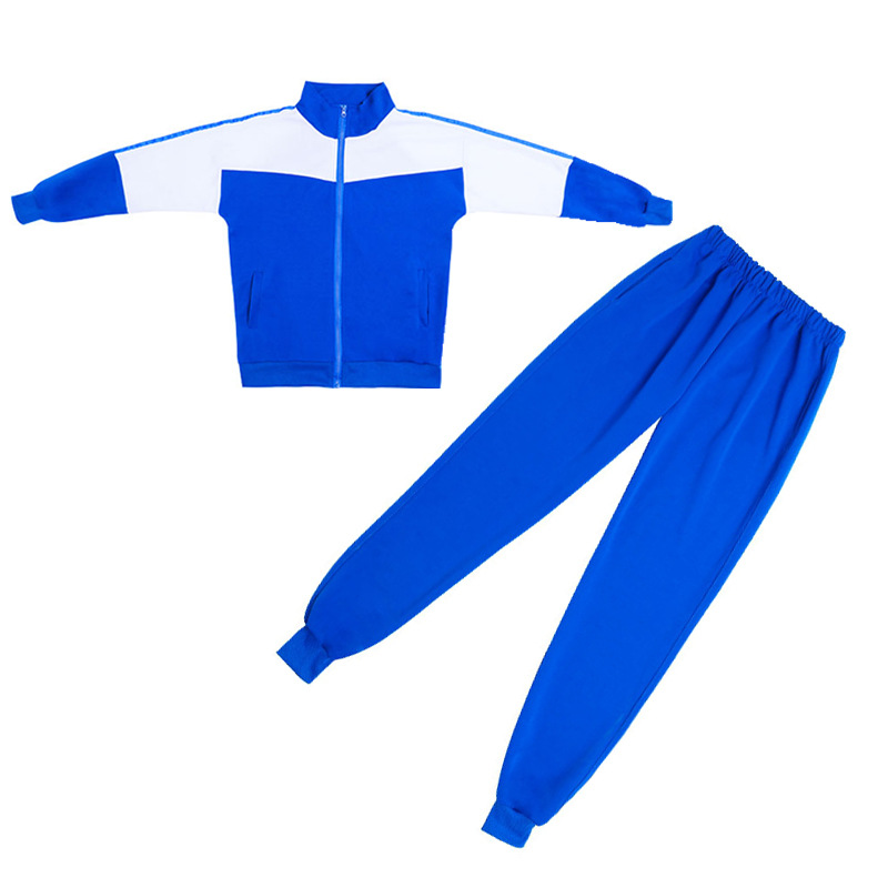 학교 교복은 초 · 중등 학생 봄 · 여름 남녀 대학 파란색과 흰색 티셔츠 반팔 바지 학생 교복 BI SONG ZHIHE 세트