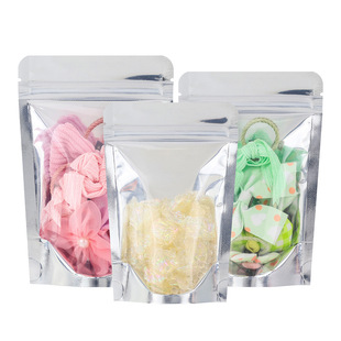Glossy Aluminum-Plated Transparent Food Packaging Ziplock Bag Coffee Bean Flower Tea Soybean Self-Standing Plastic Storage Moisture-Proof Packaging