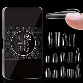 欧美专用美甲甲片透明甲片甲型美甲无痕假指甲盒装棺材甲跨境专供