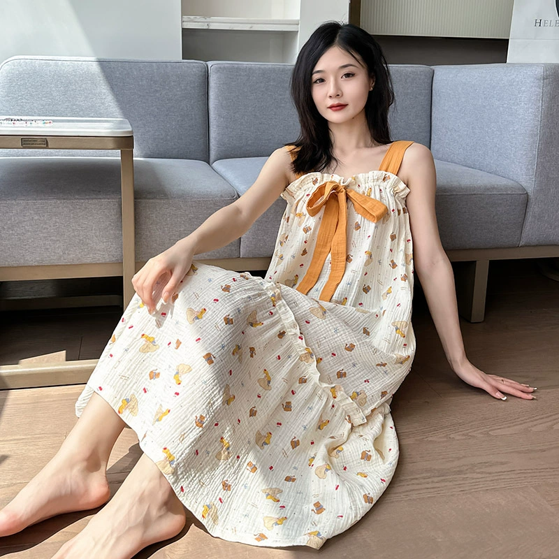 Летнее хлопковое slip dress, тонкая пижама для мамы, большой размер, свободный крой