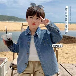 Boys' Denim Shirt 2025 Spring and Autumn New Stylish Medium to Large Children's Top Casual Jacket Handsome Trendy Long Sleeve