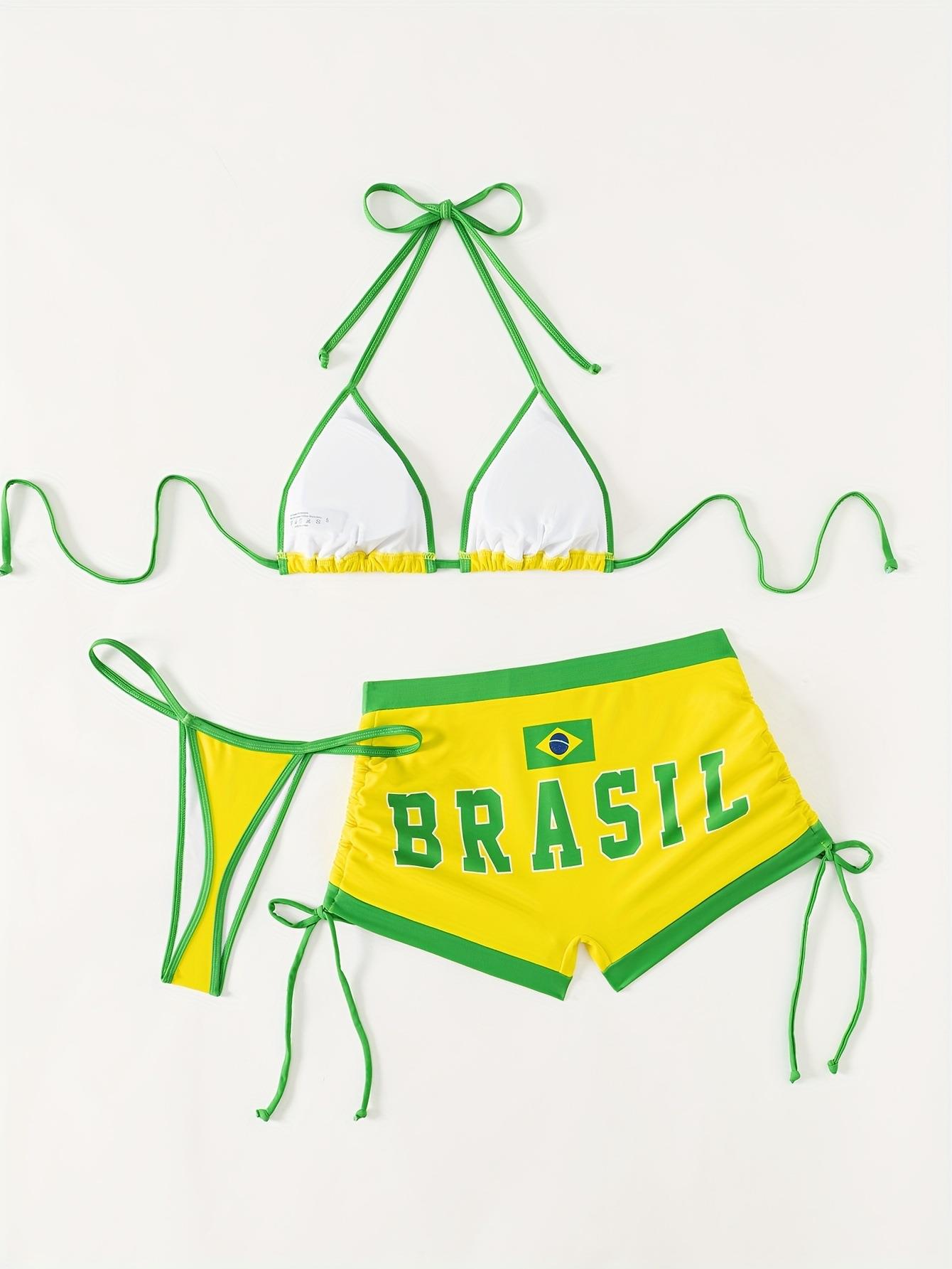Set bikini tre pezzi color block costume da bagno sexy_voghion.com