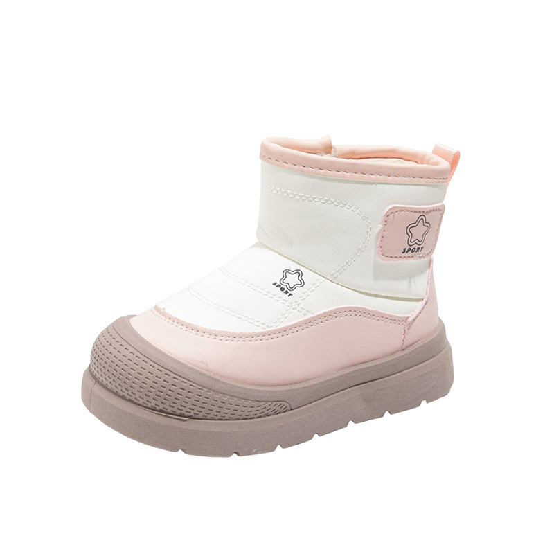 Botas de nieve para niños invierno 2025 nuevas niñas con calentamiento de terciopelo, zapatos de algodón de invierno para niños, botas de algodón impermeables y gruesas