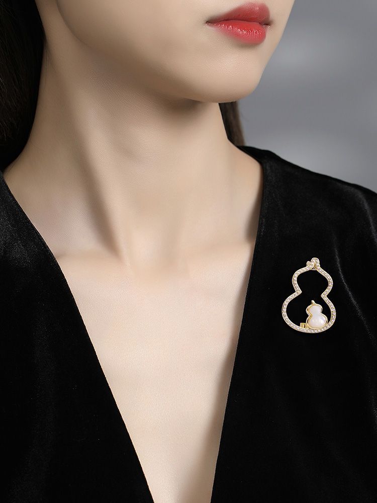 Fuzhuang broche de moda femenina calabaza broche pin 2025 nueva moda champagne oro de doble propósito bronce ventas calientes