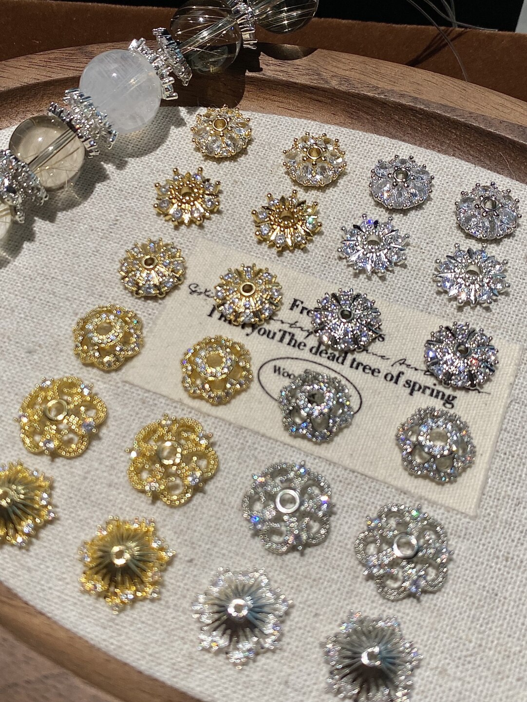Color-Preserving 14K Gold-Filled Micro-Paved Zircon Crystal Accessories DIY Flower Tray Cap Spacer Beads Handmade Beaded Necklace Bracelet Accessories