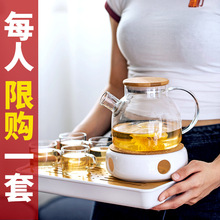 耐热玻璃水果茶壶套装加厚透明花茶冷水壶加热防爆下午茶家用茶具
