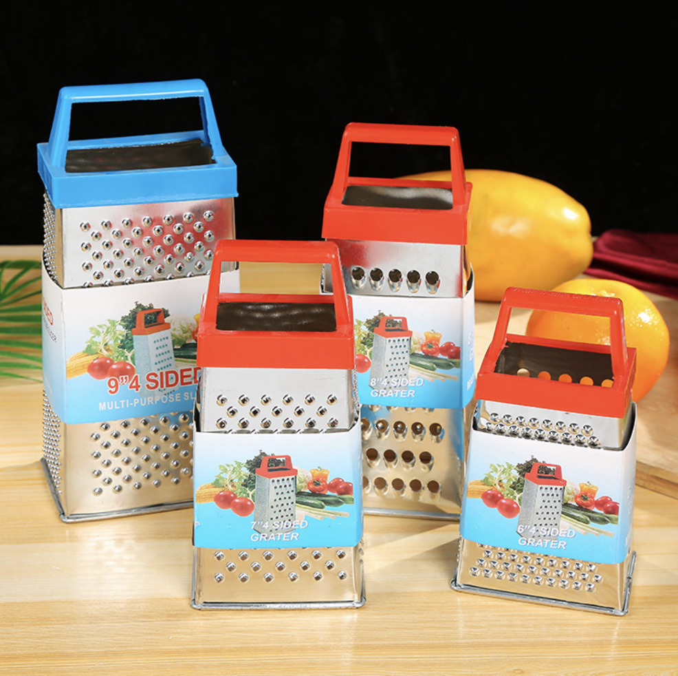 Rallador portátil de cuatro lados rallador de zanahoria desmenuzado cortador de verduras mango monocromo rallador de cuatro lados
