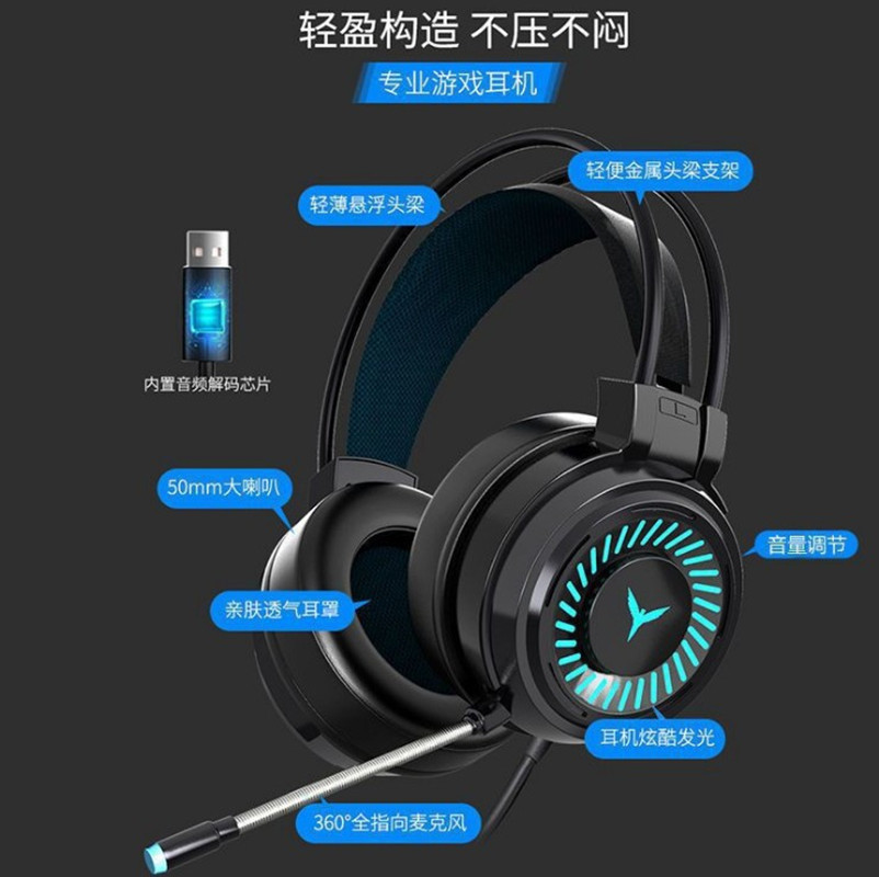 Cross-border G58 Computer Headphone Over-Ear Gaming 7.1 Channel Chicken Wired Headset USB Gaming Headset