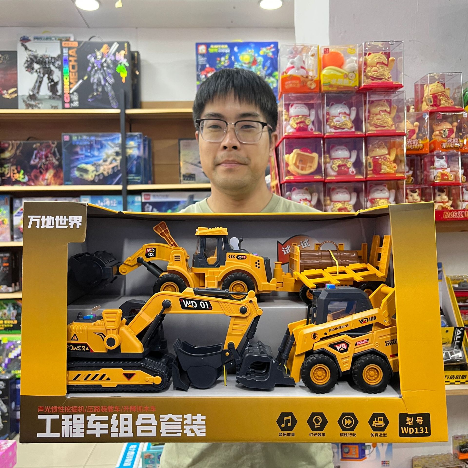 Wandi World Electric Sand Transportation Belt Ingeniería Vehículo acústico y óptico Porta abierta Vehículo de transporte de inercia juguetes regalos al por mayor