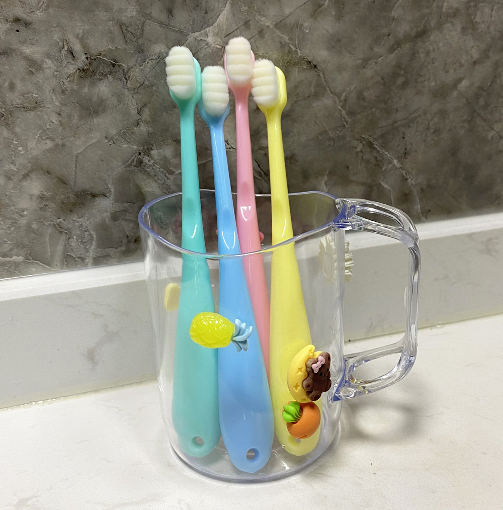 New children's ten thousand hair toothbrush 2-5-10 years old infant baby nipple fine soft hair toothbrush wholesale printable logo
