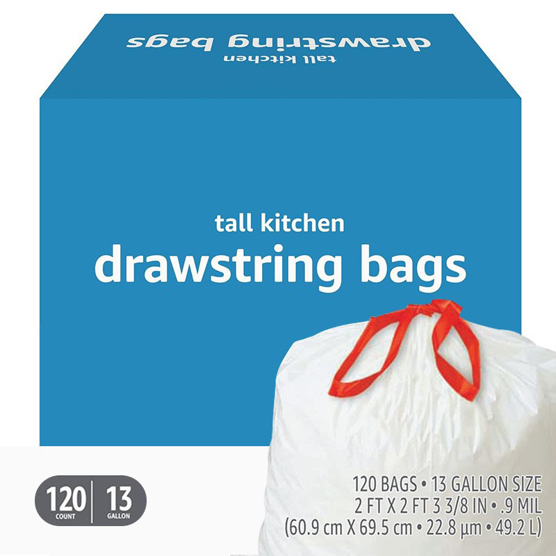 Amazon's Best-Selling Drawstring Garbage Bag Household Satchel Plastic Bag Thickeneded Large Kitchen Cleaning 13-Gallon Bag